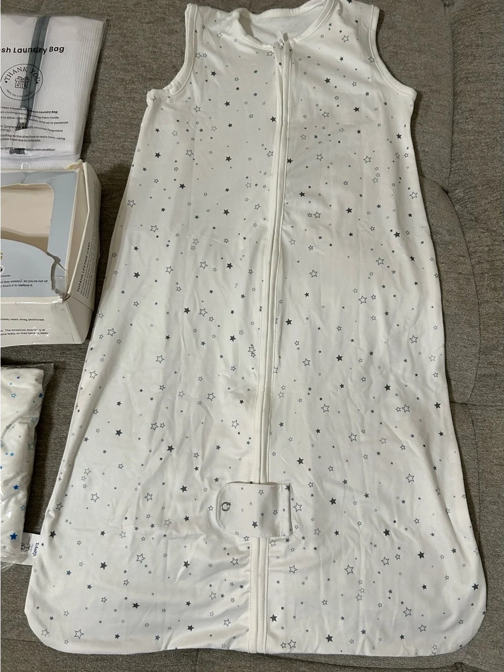 White Star-Print Sleeveless Baby Sleep Sacks-set of two plus laundry bag